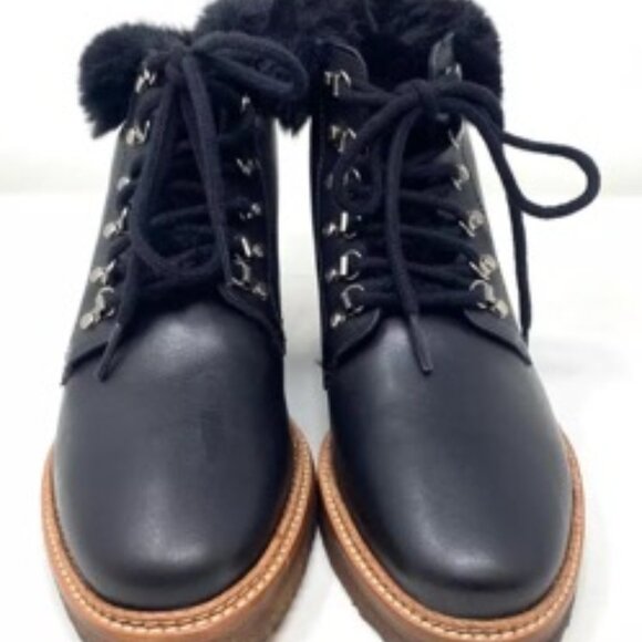 Botkier Winter Faux Fur Trim Gum Sole Women's Boot Black Leather Size 5.5 - Picture 3 of 6